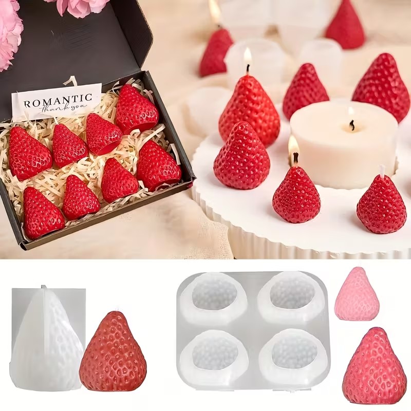 Soap Making Utensils - Strawberry Silicone Candle Mold for DIY